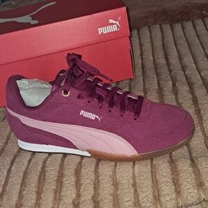 Puma Women's Burgundy and Light Pink Suede Sneaker